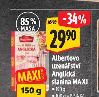   Albertovo uzenářství Anglická slanina MAXI 150g 