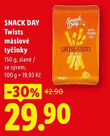 SNACK DAY Twists máslové tyčinky, 150 g