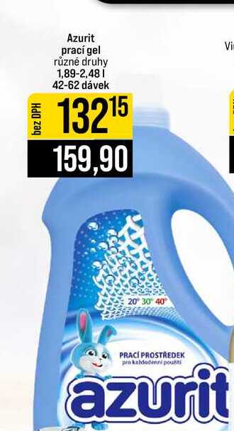 Azurit prací gel různé druhy 1,89-2,48l 42-62 dávek