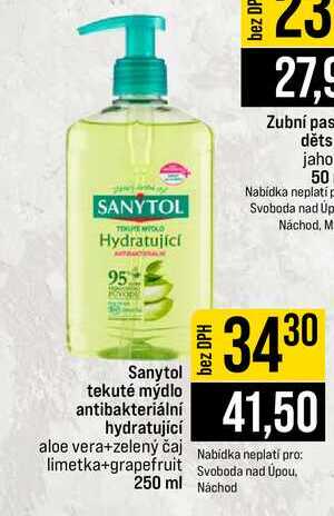 Sanytol tekuté mýdlo antibakteriální hydratující 250ml