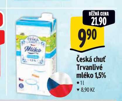   Česká chuť Trvanlivé mléko 1,5% 1 l