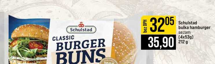 Schulstad bulka hamburger sezam 4x53g 212 g 