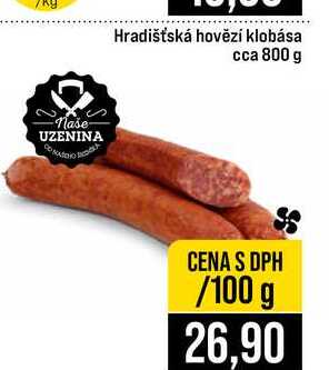 Hradišťská hovězí klobása cca 800 g 100g