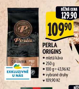   PERLA ORIGINS mletá káva 250 g  