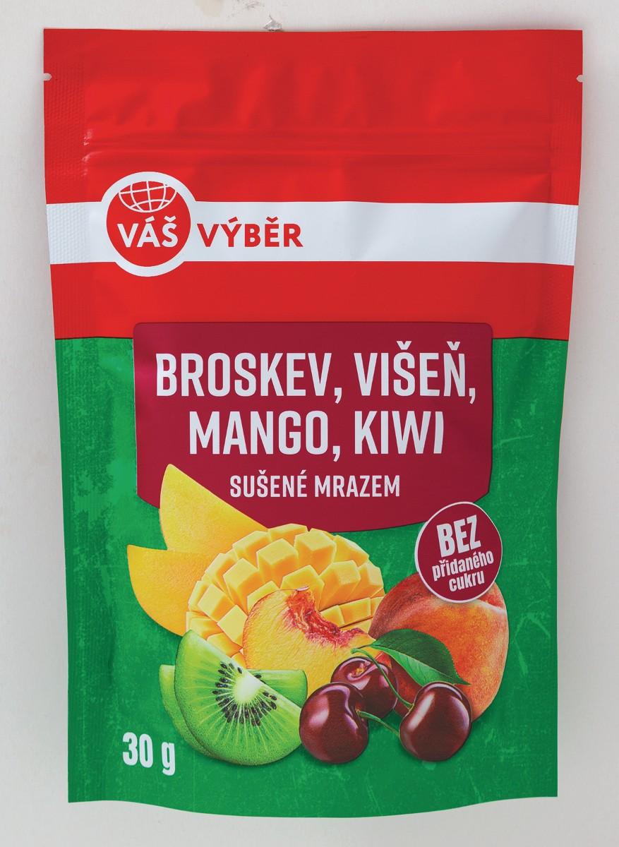 VÁŠ VÝBĚR Broskev, višeň, mango, kiwi sušené mrazem, Banán sušený mrazem, 30 g