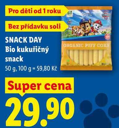 SNACK DAY Bio kukuřičný snack, 50 g