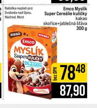 Emco Myslík Super Cereálie kuličky kakao skořice+jablečná šťáva 300 g