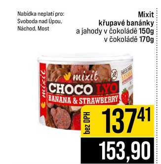 Mixit křupavé banánky a jahody v čokoládě 150g v čokoládě 170g