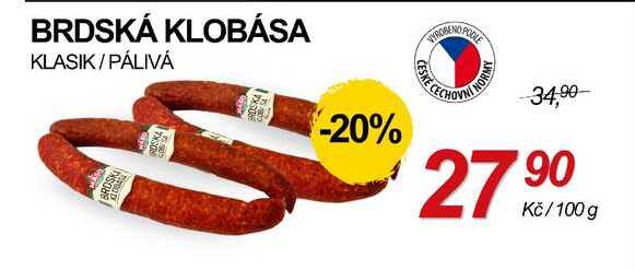 BRDSKÁ KLOBÁSA KLASIK/PÁLIVÁ, 100 g