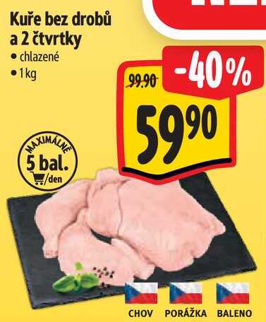 Kuře bez drobů a 2 čtvrtky, 1 kg