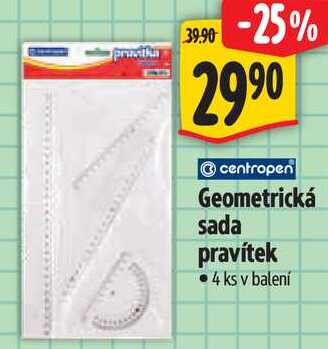 Geometrická sada pravítek, 4 ks 
