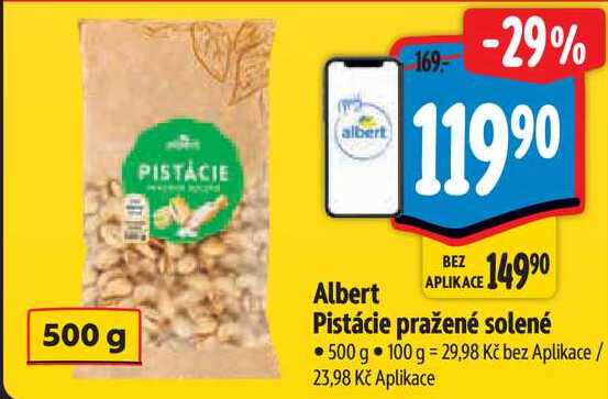 Albert Pistácie pražené solené, 500 g 