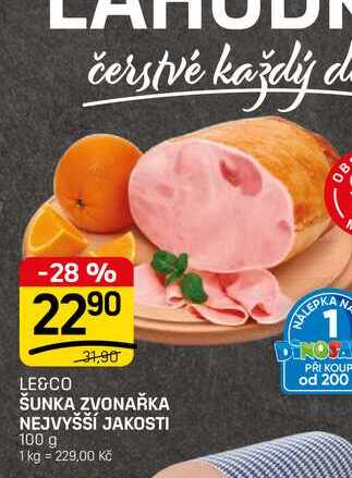 ŠUNKA ZVONAŘKA NEJVYŠŠÍ JAKOSTI 100 g
