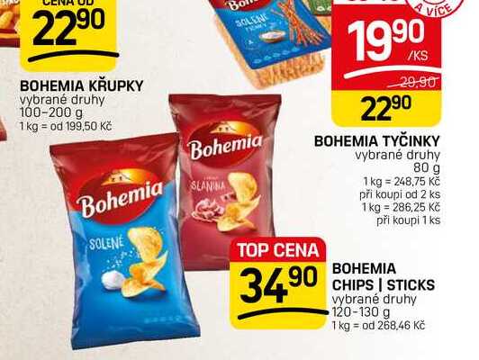 BOHEMIA CHIPS | STICKS vybrané druhy 120-130 g