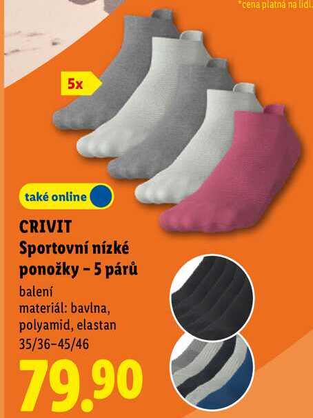 CRIVIT Sportovní nízké ponožky - 5 párů 