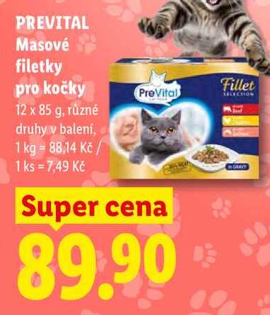 PREVITAL Masové filetky pro kočky, 12x 85 g 