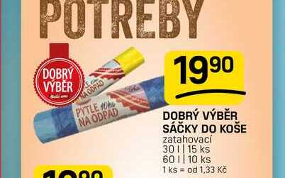 DOBRÝ VÝBĚR SÁČKY DO KOŠE zatahovací 301|15 ks