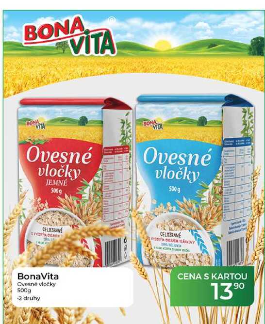 Bona Vita Ovesné vločky 500g -2 druhy