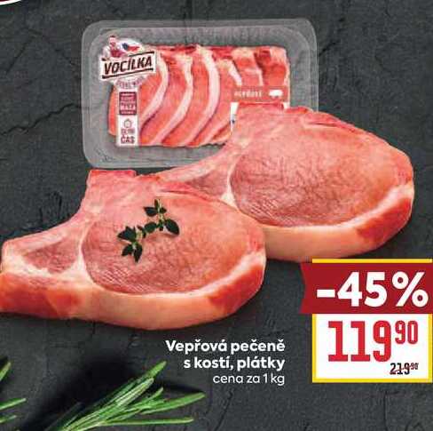 Vepřová pečeně s kostí, plátky cena za 1 kg