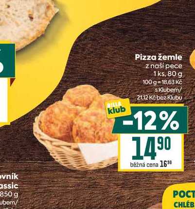 Pizza žemle z naší pece 1ks, 80 g