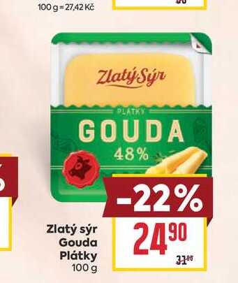 Zlatý sýr Gouda Plátky 100 g 