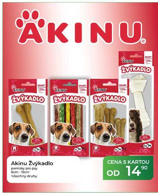 Akinu Žvýkadlo pamlsky pro psy 8cm-15cm