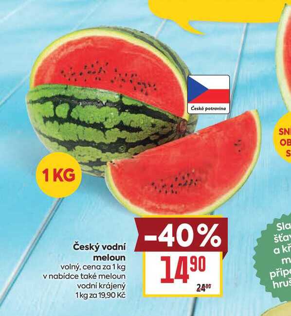 Český vodní meloun volný, cena za 1 kg