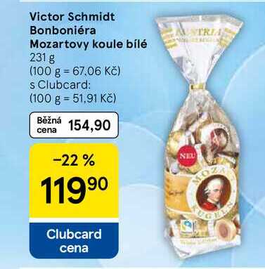 Victor Schmidt Bonboniéra Mozartovy koule bílé, 231 g