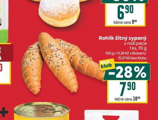 Rohlík žitný sypaný z naší pece 1ks, 70 g