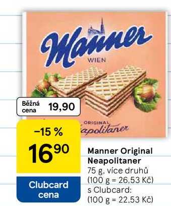 Manner Original Neapolitaner, 75 g, více druhů