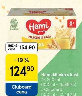 Hami Mlíčko s kaší, 4× 250 ml 