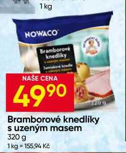 kg NOWACO Bramborové knedlíky s uzeným masem 320 g