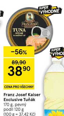 Franz Josef Kaiser Exclusive Tuňák, 170 g. pevný podíl 120 g  