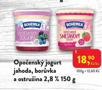 Opočenský jogurt jahoda, borůvka a ostružina 2,8 % 150 g