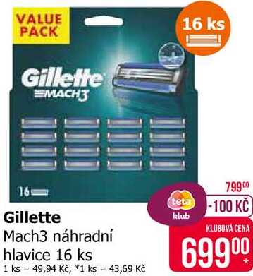 Gillette Mach3 náhradní hlavice 16 ks