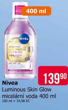 Nivea Luminous Skin Glow micelární voda 400 ml