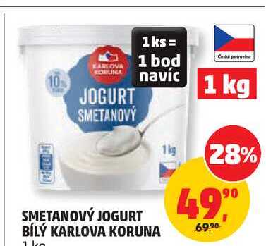 SMETANOVÝ JOGURT BÍLÝ KARLOVA KORUNA, 1 kg