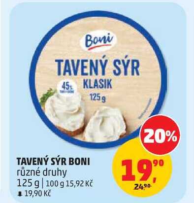 TAVENÝ SÝR BONI různé druhy, 125 g