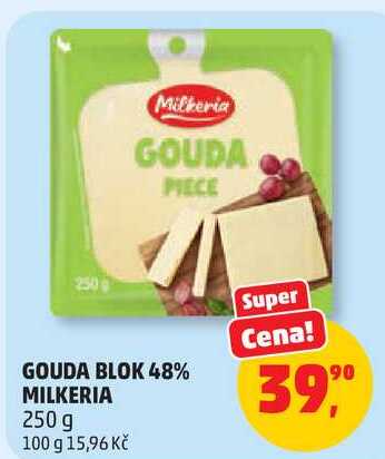 GOUDA BLOK 48% MILKERIA, 250 g