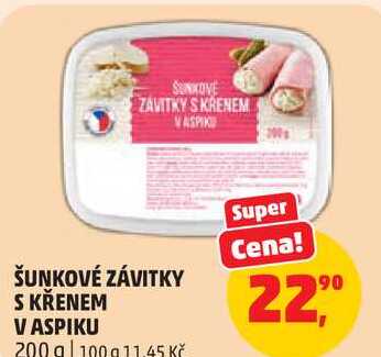 ŠUNKOVÉ ZÁVITKY S KŘENEM V ASPIKU, 200 g  