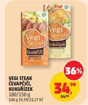 VEGI STEAK ČEVAPČIČI, KUKUŘÍZEK, 180/150 g