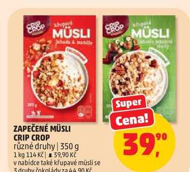 ZAPEČENÉ MÜSLI CRIP CROP různé druhy, 350 g