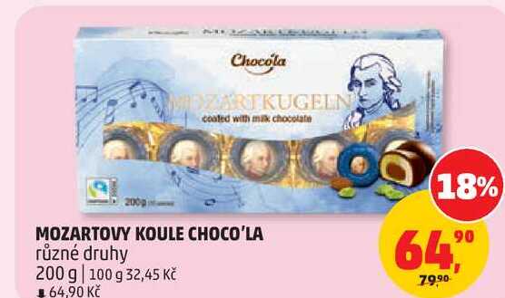 MOZARTOVY KOULE CHOCO'LA různé druhy, 200 g 