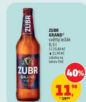 ZUBR GRAND světlý ležák, 0,5 l