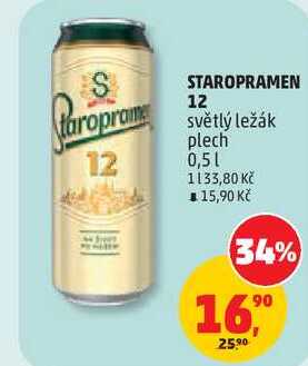STAROPRAMEN 12 světlý ležák plech, 0,5 l