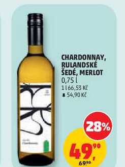 CHARDONNAY, RULANDSKÉ ŠEDÉ, MERLOT, 0,75 l