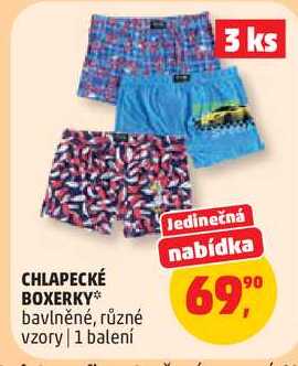 CHLAPECKÉ BOXERKY bavlněné, různé vzory, 1 balení