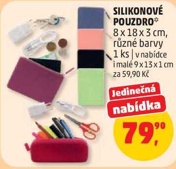SILIKONOVÉ POUZDRO 8x18 x 3 cm, různé barvy, 1 ks