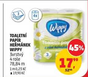TOALETNÍ PAPÍR 4x Wippy, 3vrstvý, 4 role