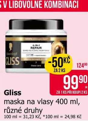 Gliss maska na vlasy 400 ml, různé druhy